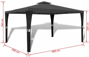 sötétszürke pavilon tetővel 3 x 4 m