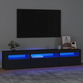 Fekete TV-szekrény LED-világítással 195x35x40 cm