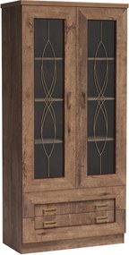 Vitrines szekrény, tölgy lefkas, TEDY Typ T8