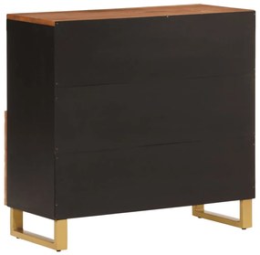 barna és fekete tömör mangófa kisszekrény 80x33,5x75 cm