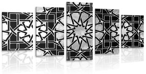 5 részes kép keleti mozaik fekete fehérben