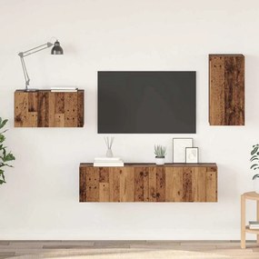 TV szekrény garnitúra 4 pcs Régi fa 30.5 x 30 x 60 cm Faanyag