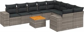 vidaXL 10 részes szürke polyrattan kerti ülőgarnitúra párnákkal