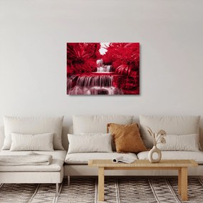 Üveg kép - Indonéziai vízesések piros színben (70x50 cm)