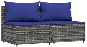 3 részes szürke polyrattan kerti ülőgarnitúra párnákkal