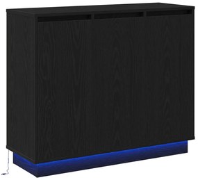 LED-es oldal szekrény Fekete tölgy 90x32x75 cm Műanyag