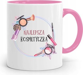 Rózsaszín Bögre Kozmetikusnak A Legjobb Kozmetikai Táska fényképes nyomtatással