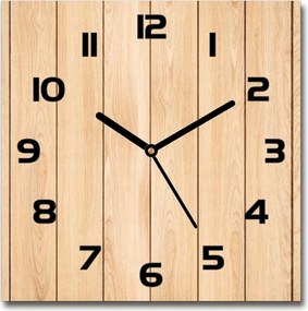 Csendes üveg falióra Fa háttér 30x30 cm