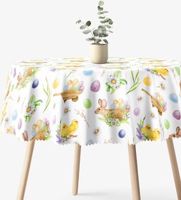 Goldea húsvéti kör alakú teflonos terítő - húsvéti szimbólumok Ø 100 cm