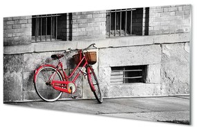Akrilkép Piros bicikli egy kosár 100x50 cm