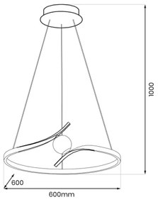 LED Csillár zsinóron PERLA LED/34W/230V fekete