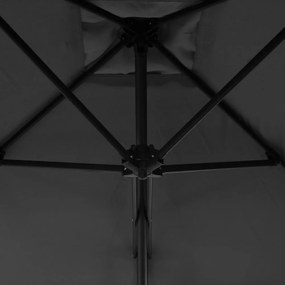 antracitszürke kültéri napernyő acélrúddal, 300 cm átmérőjű