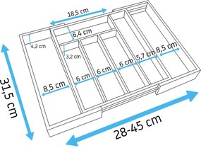 Bluegarden, bambusz fiókos evőeszköz-rendező, barna, HOM-00001