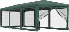 vidaXL zöld HDPE rendezvénysátor 8 hálós oldalfallal 3x9 m