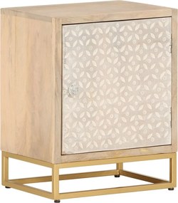 vidaXL tömör mangófa és vas éjjeliszekrény 40 x 30 x 50 cm