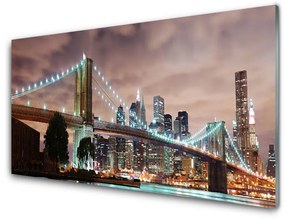 Üvegkép falra Építészet Bridge City 120x60cm 2 fogas