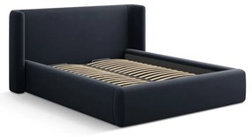 Sötétkék kárpitozott ágyneműtartós franciaágy ágyráccsal 200x200 cm Jason – Windsor &amp; Co Sofas