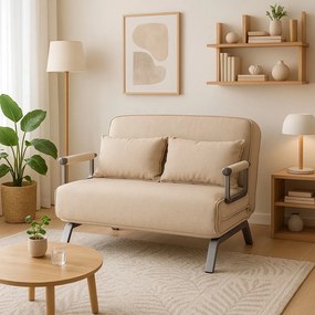 Kétszemélyes Ágyazható Kanapé Bézs Színben. BART 2