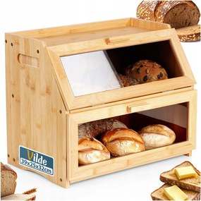 Bambusz kenyértartó kétszintes emeletes kenyértartó szekrény kenyér