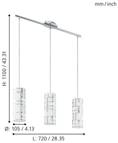 Eglo 92563 - Csillár zsinóron BAYMAN 3xE27/60W/230V