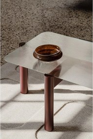 Borvörös dohányzóasztal üveg asztallappal 55x105 cm Kob – noo.ma