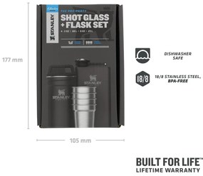Fekete rozsdamentes acél laposüveg és röviditalos pohár készlet 6 db-os 250 ml Adventure Black – Stanley