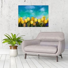 Sárga tulipán képe (üvegen) (70x50 cm)