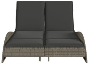 Szürke polyrattan napozóágy párnákkal 114x205x73 cm