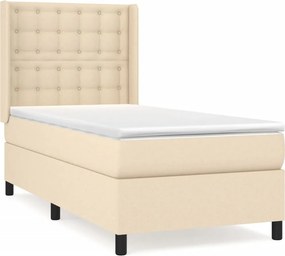vidaXL krémszínű szövet rugós ágy matraccal 90 x 200 cm