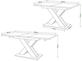 Mazzoni KARO Sonoma Tölgy/Fehér Matt - MODERN 180 cm-re BŐVÍTHETŐ ASZTAL!