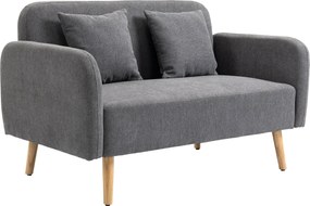 HOMCOM 2 Személyes Kanapé, Két Dekoratív Párnával, Párnázott Loveseat, Bársonyos Szövetből Készült Kanapé, Kézágy, Ideális Nappalihoz, Hálószobához, 1