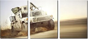 Vászonkép Hummer katonai autó triptichon fali prémium 40x90 cm