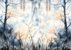 Fotótapéta Erdő A Ködben fák hegyek kilátás 208 x 146 14035veXL