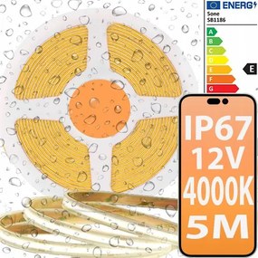 Cob Led szalag Fehér semleges 320D 12V 8W 4000K IP67 Vízálló kültéri
