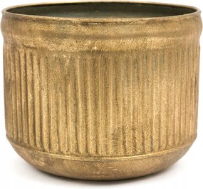 Virágtartó Fém Fedél Arany 16x19cm Bordázott Retro Antik 15 20