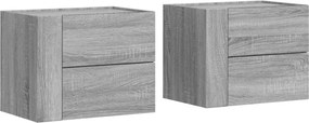 vidaXL 2 db szürke sonoma színű fali éjjeliszekrény 45 x 30 x 35 cm