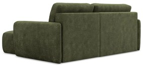 Zöld zsenília kinyitható-tárolóhelyes sarokkanapé (jobb oldali-heverő résszel) Lilo – Makamii