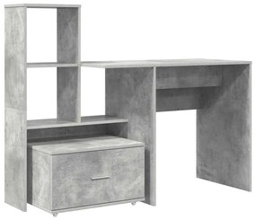 Asztal fiókkal Beton szürke 131.5 x 50 x 106.5 cm Faanyag