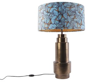 Asztali lámpa bronz színű bársony pillangós árnyékolóval 50 cm - Bruut