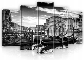 Vászonkép 100x60 Velence gondolák csatorna Olaszország fekete-fehér város a vízen