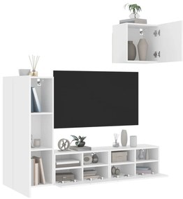 vidaXL 4 darab fehér szerelt fa fali TV-bútor