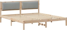 vidaXL Ágykeret fejtámlával Világosszürke 200 x 200 cm Tömör fenyőfa