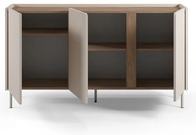 Krémszínű-natúr színű komód tölgyfa dekorral 150x82,5x40,5 cm Lucile – Marckeric