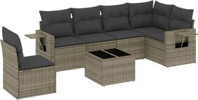 vidaXL 7 részes szürke polyrattan kerti ülőgarnitúra párnákkal
