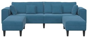 Bársony Kanapé párnával 3 pcs Kék 208 cm Bársony