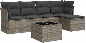vidaXL 6 részes szürke polyrattan kerti ülőgarnitúra párnákkal