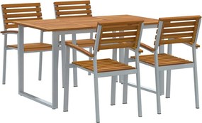 vidaXL Kert étkező szett 5 pcs Szürke Tömör Akácfa