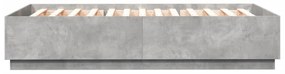 betonszürke szerelt fa ágykeret LED-del 150 x 200 cm