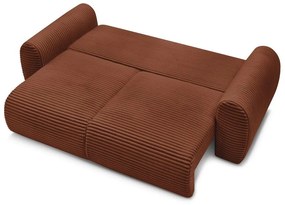 Téglavörös kordbársony kinyitható kanapé 257 cm Lucien – Bobochic Paris