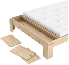 Natúr színű borovi fenyő franciaágy ágyráccsal 160x200 cm Layers – Karup Design